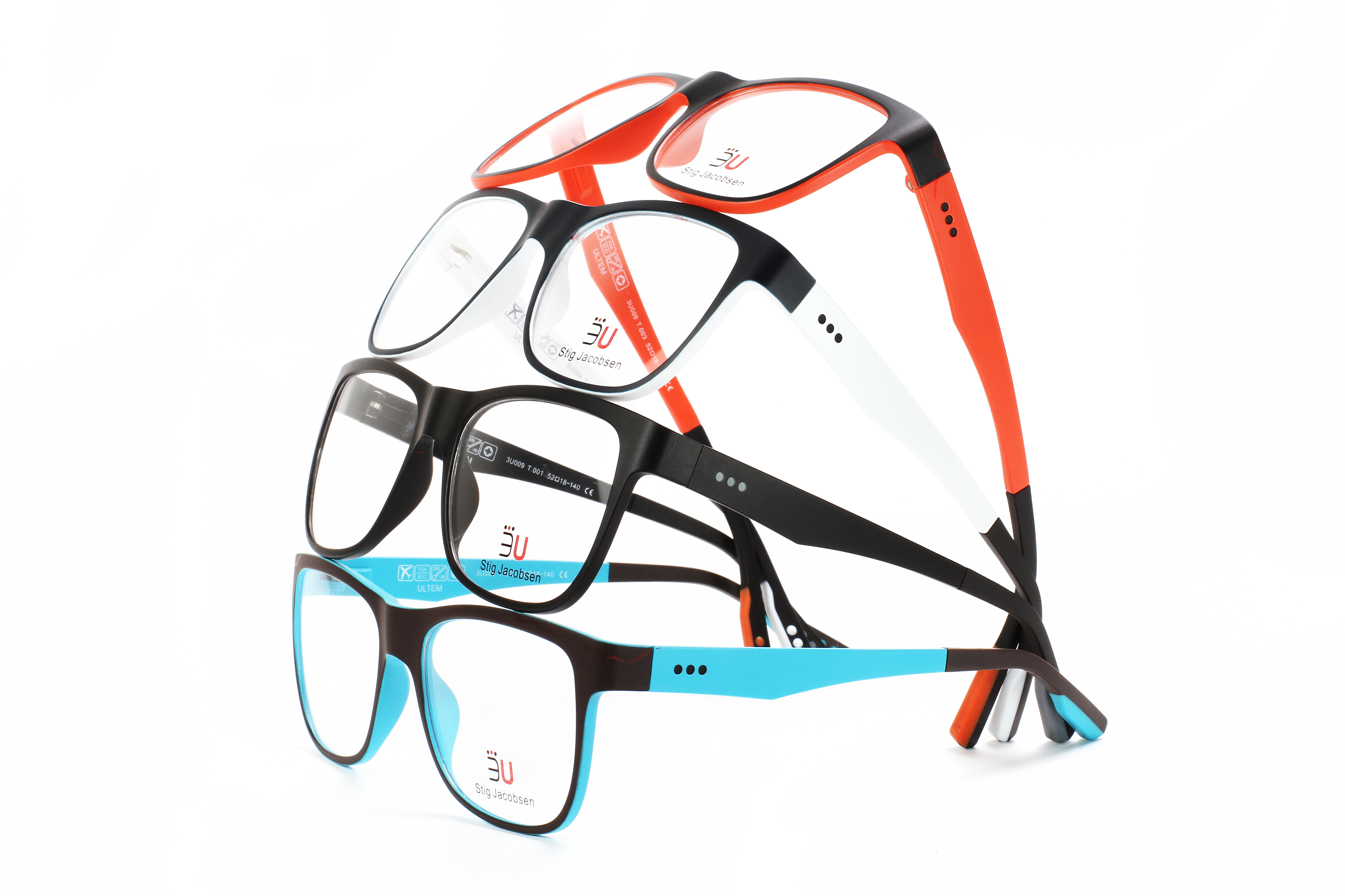 orange black white blue 3u optical frames